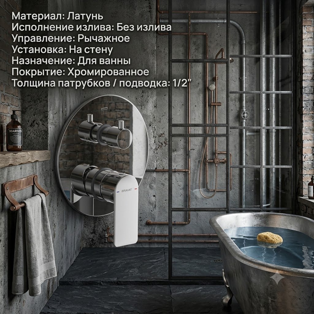Смеситель BRAVAT PB8369402CP-2-ENG, латунь, цвет хром купить,NaN