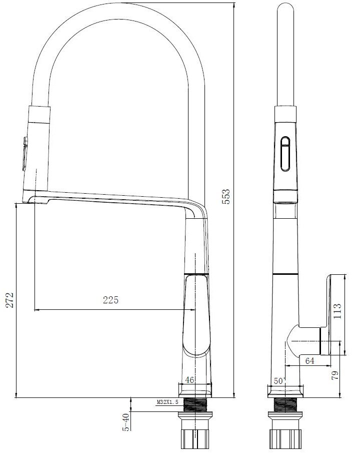 Смеситель Vincea VKF-118CH, латунь, цвет хром, черный купить,153800
