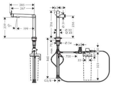 Смеситель Hansgrohe Aqittura M91 76804800, латунь, цвет сатин купить,NaN