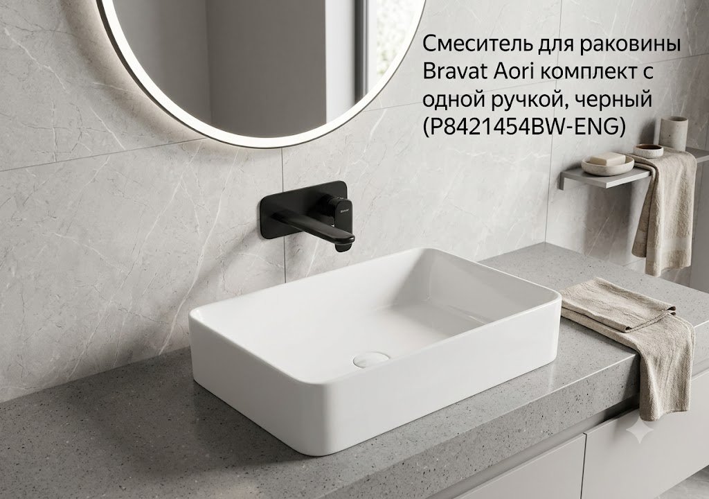 Смеситель BRAVAT P8421454BW-ENG, латунь, цвет черный купить,70210