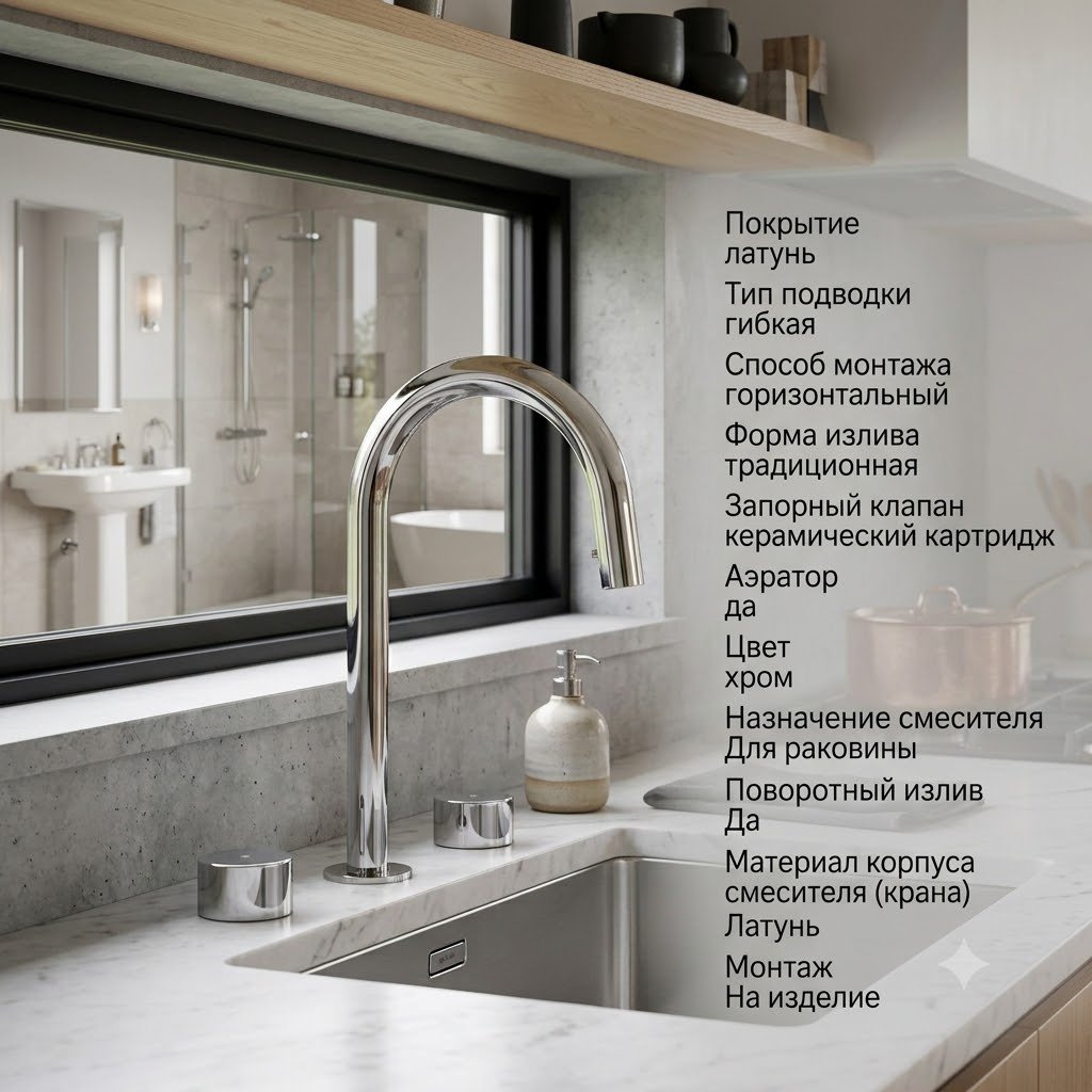 Смеситель BRAVAT F2512648CP-ENG, латунь, цвет хром купить,101990