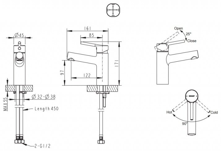 Смеситель BRAVAT F1172217CP ENG, латунь, цвет хром купить,68100