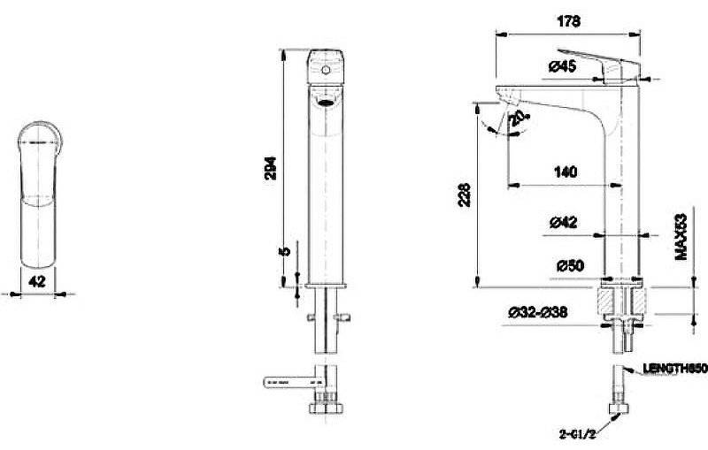 Смеситель BRAVAT F1429564CP-A-ENG, латунь, цвет хром купить,62930
