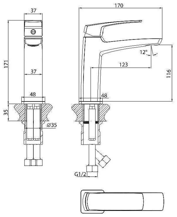Смеситель Grossman Mercury 510.K35.10.420, латунь, цвет графит купить,62700