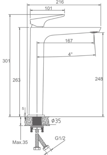Смеситель Haiba HB11726-3, латунь, цвет графит купить,43670