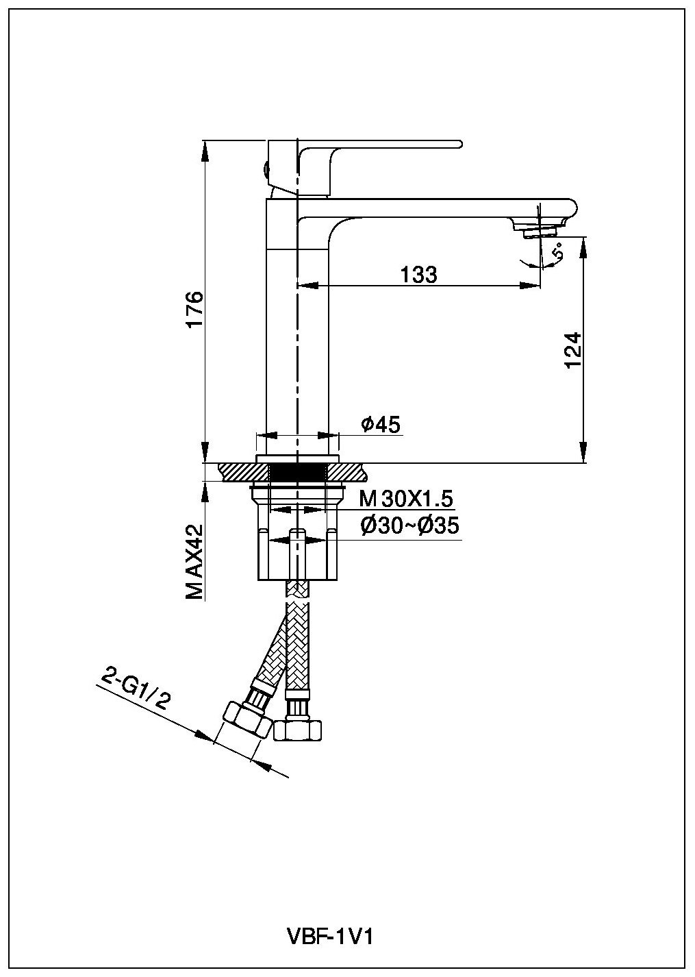 Смеситель Vincea VBF-1V1MB , латунь, цвет черный купить,84200