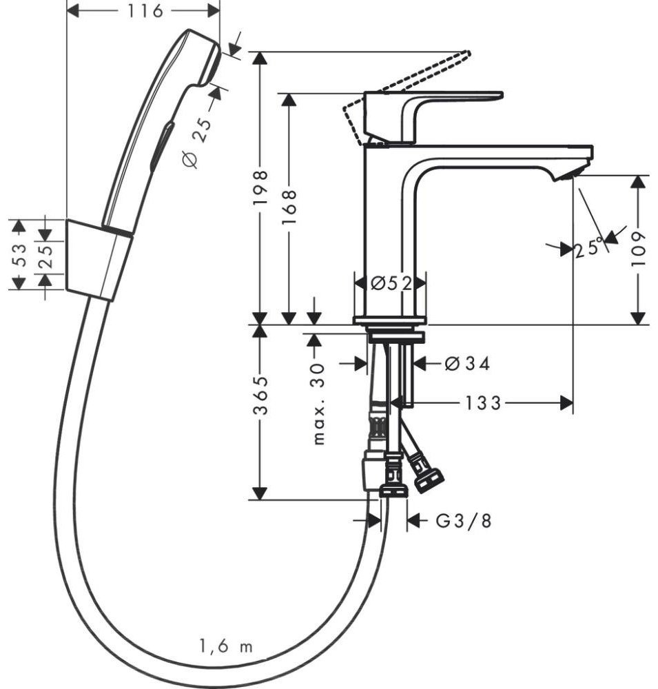Смеситель для биде Hansgrohe Rebris E 110 72216000, однозахватный купить,129400