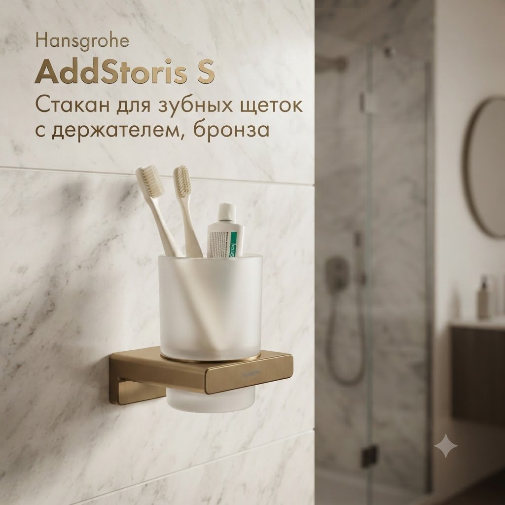 Hansgrohe стакан AddStoris S 41769140 1 шт, стекло, металл купить,54200