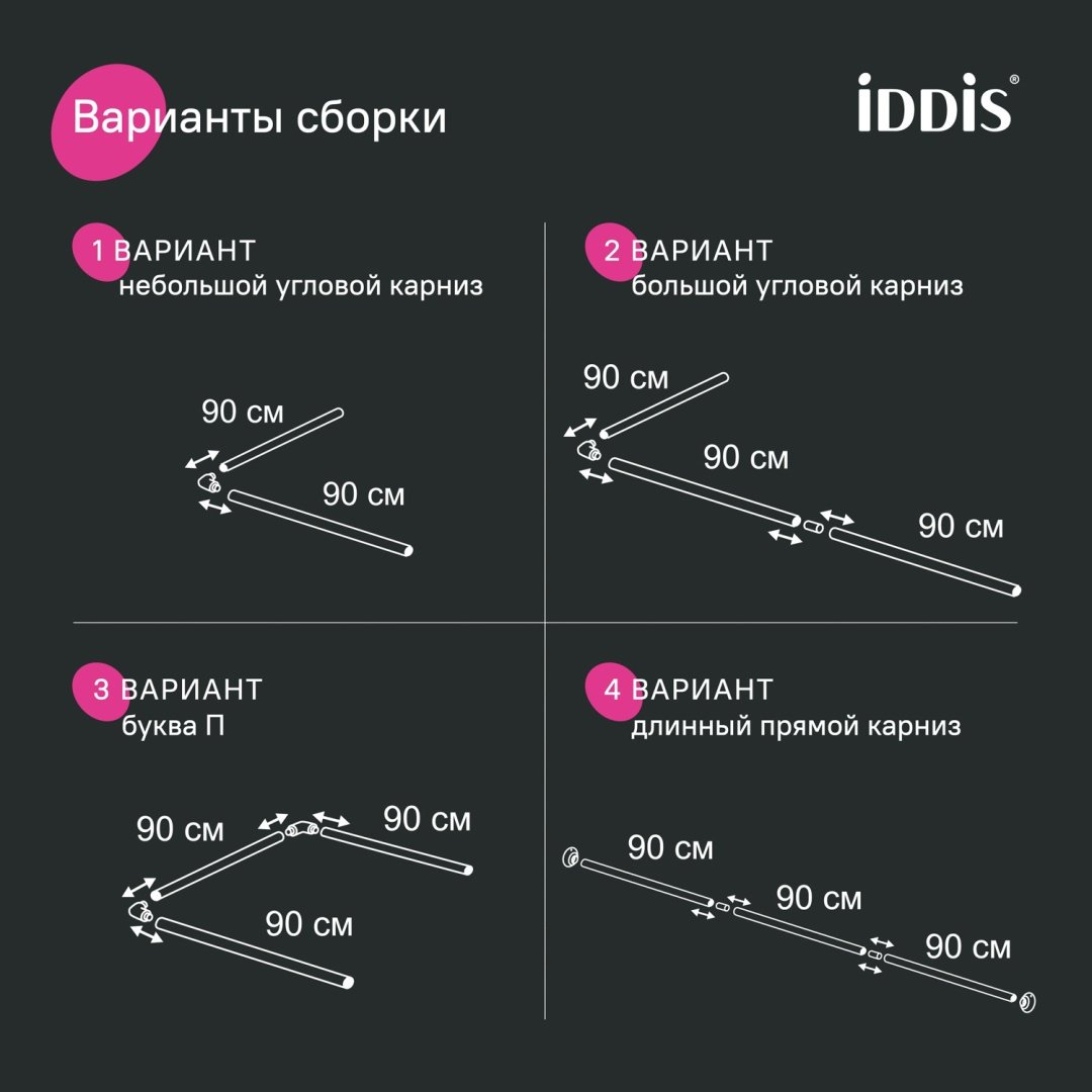 Карниз Г-образный IDDIS 180 см, 050A200I14