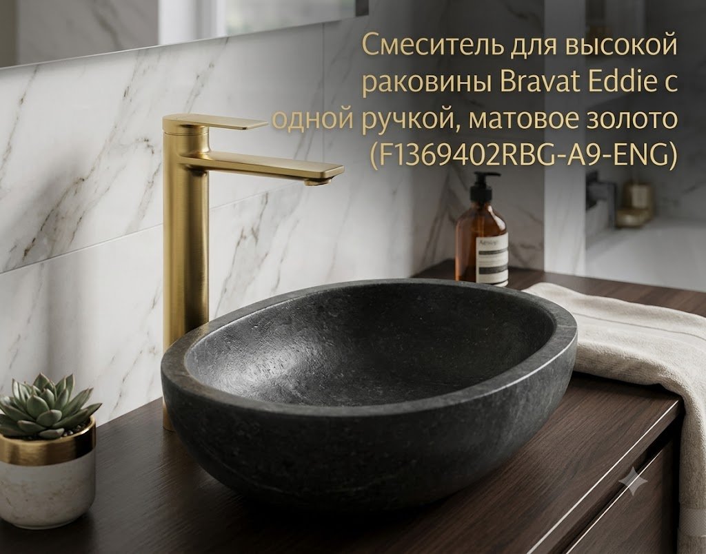 Смеситель BRAVAT F1369402RBG-A9-ENG, латунь, цвет золотистый купить,114170