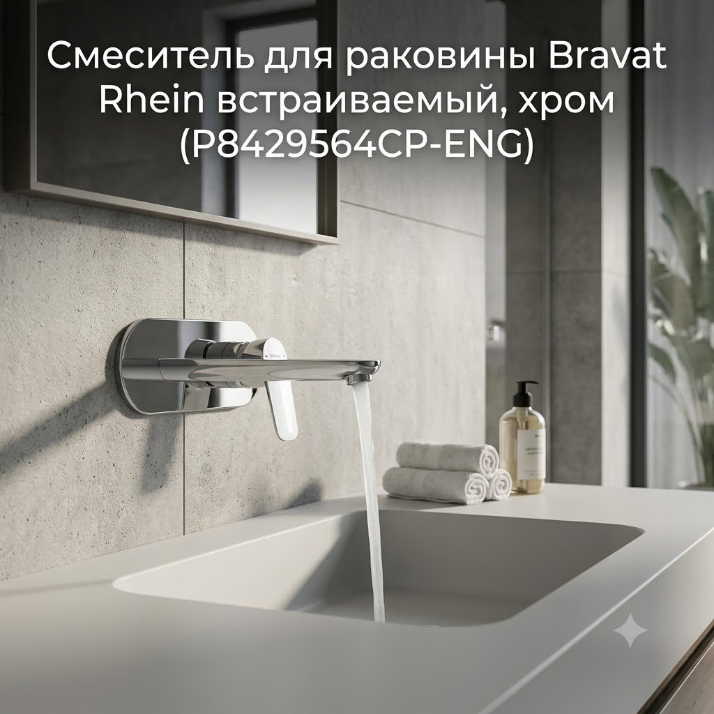 Смеситель BRAVAT P8429564CP-ENG, латунь, цвет хром купить,68460