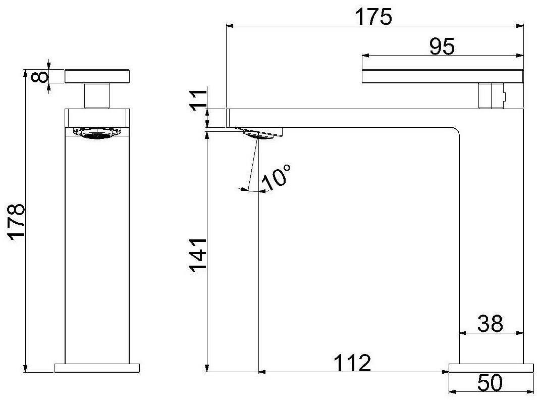 Смеситель Vincea Dice VBF-2DS1MB, латунь, цвет черный купить,65400