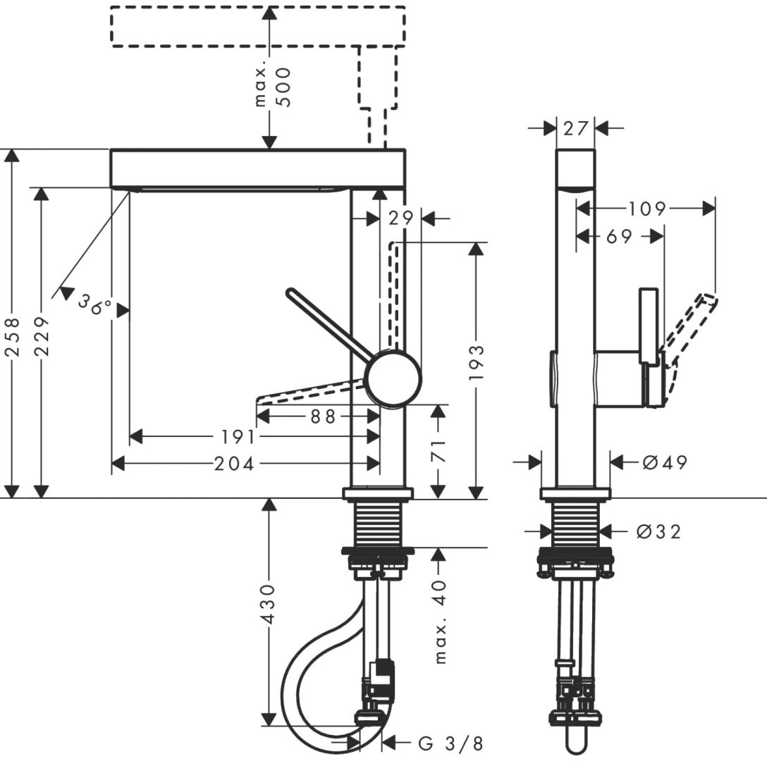 Смеситель Hansgrohe Finoris 76063340, латунь, цвет черный купить,456500