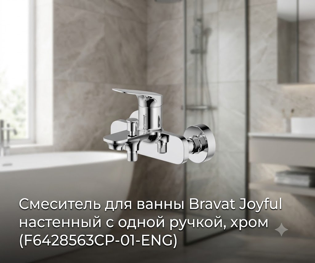 Смеситель BRAVAT F6428563CP-01-ENG, латунь, цвет хром купить,78680