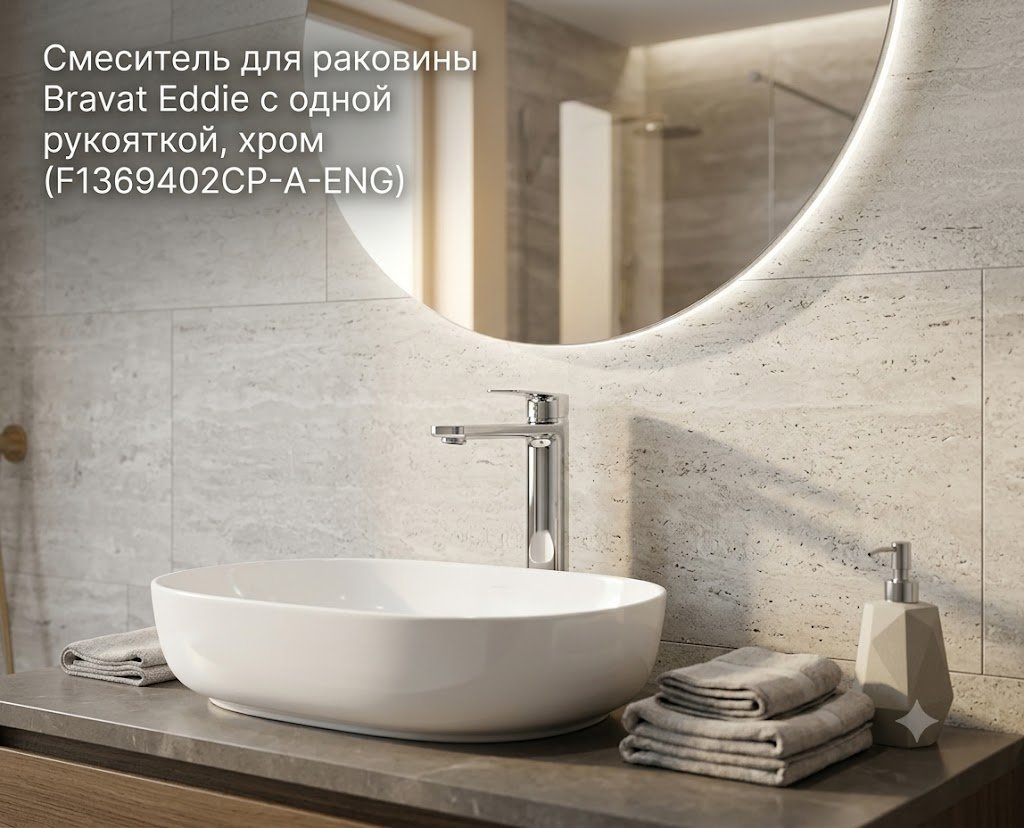 Смеситель BRAVAT F1369402CP-A-ENG, латунь, цвет хром купить,107170