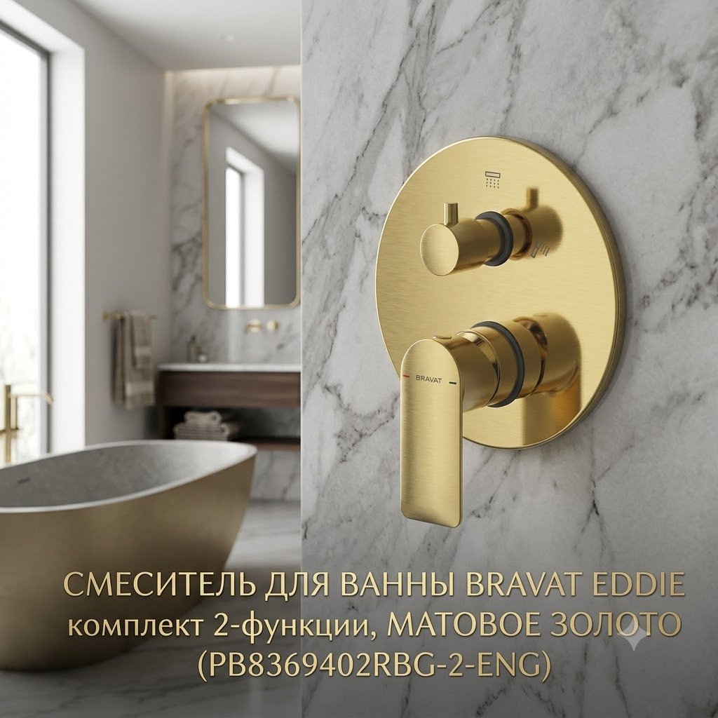 Смеситель BRAVAT PB8369402RBG-2-ENG, латунь, цвет золотистый купить,NaN