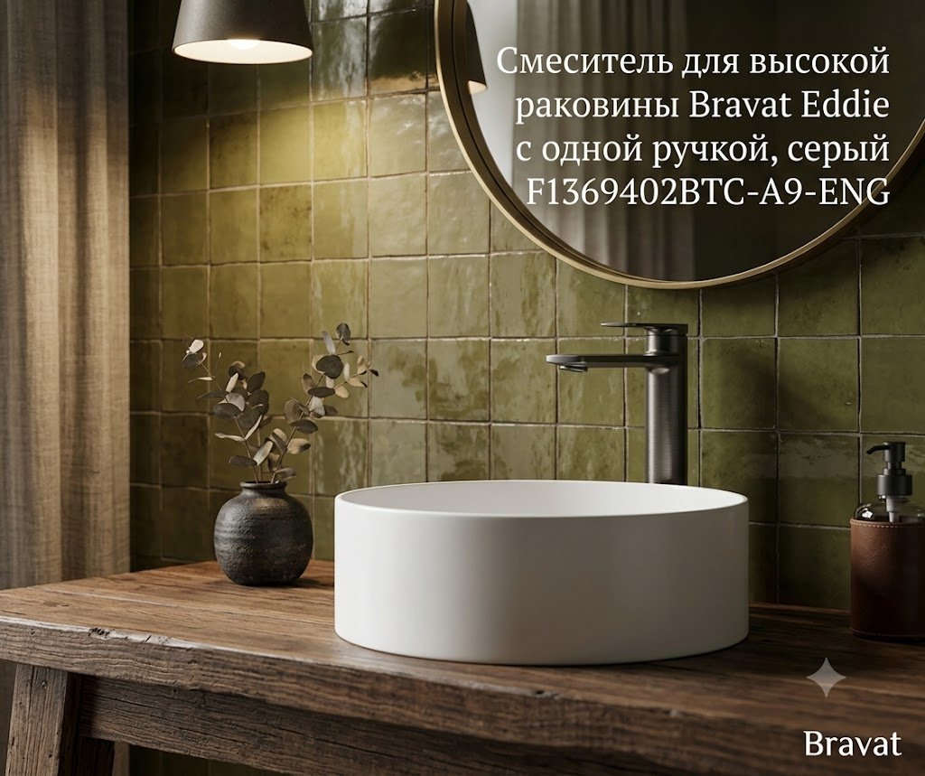Смеситель BRAVAT F1369402BTC-A9-ENG, латунь, цвет серый купить,128100