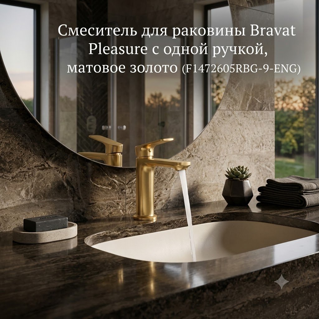 Смеситель BRAVAT F1472605RBG-9-ENG, латунь, цвет золотистый купить,NaN