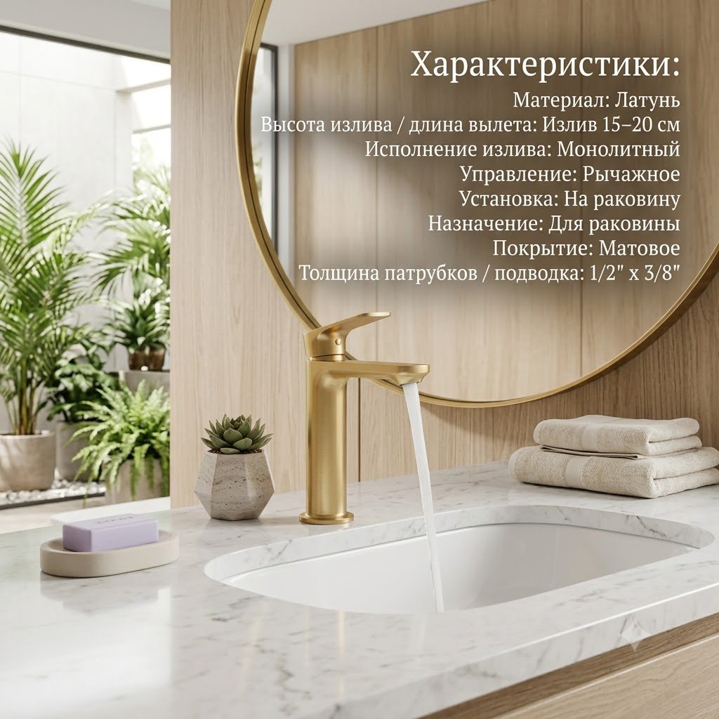 Смеситель BRAVAT F1472605RBG-9-ENG, латунь, цвет золотистый купить,NaN