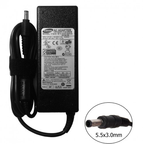 Персональное зарядное устройство Deluxe Для ноутбуков Samsung 19V/4.74A, 90W, 5.5*3.0 черное