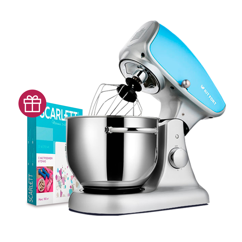 Миксер Kitfort KT-1336-1 голубой + весы кухонные Scarlett SC-KS57P45  купить,NaN