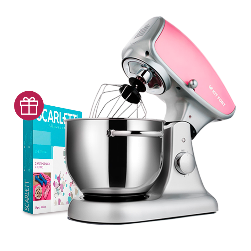 Миксер Kitfort КТ-1336-2 розовый + весы кухонные Scarlett SC-KS57P45 купить,NaN