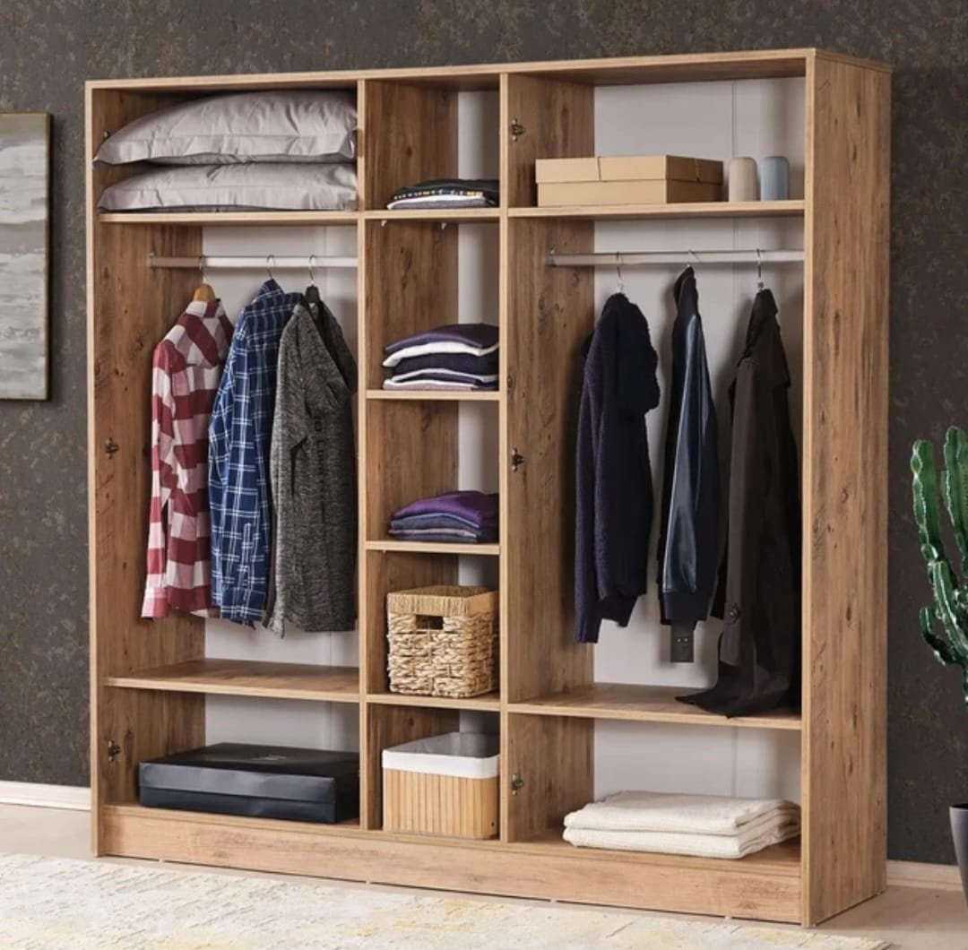 Распашной шкаф Den store Натали 375388, 225x220х50 см, серый, коричневый купить,NaN