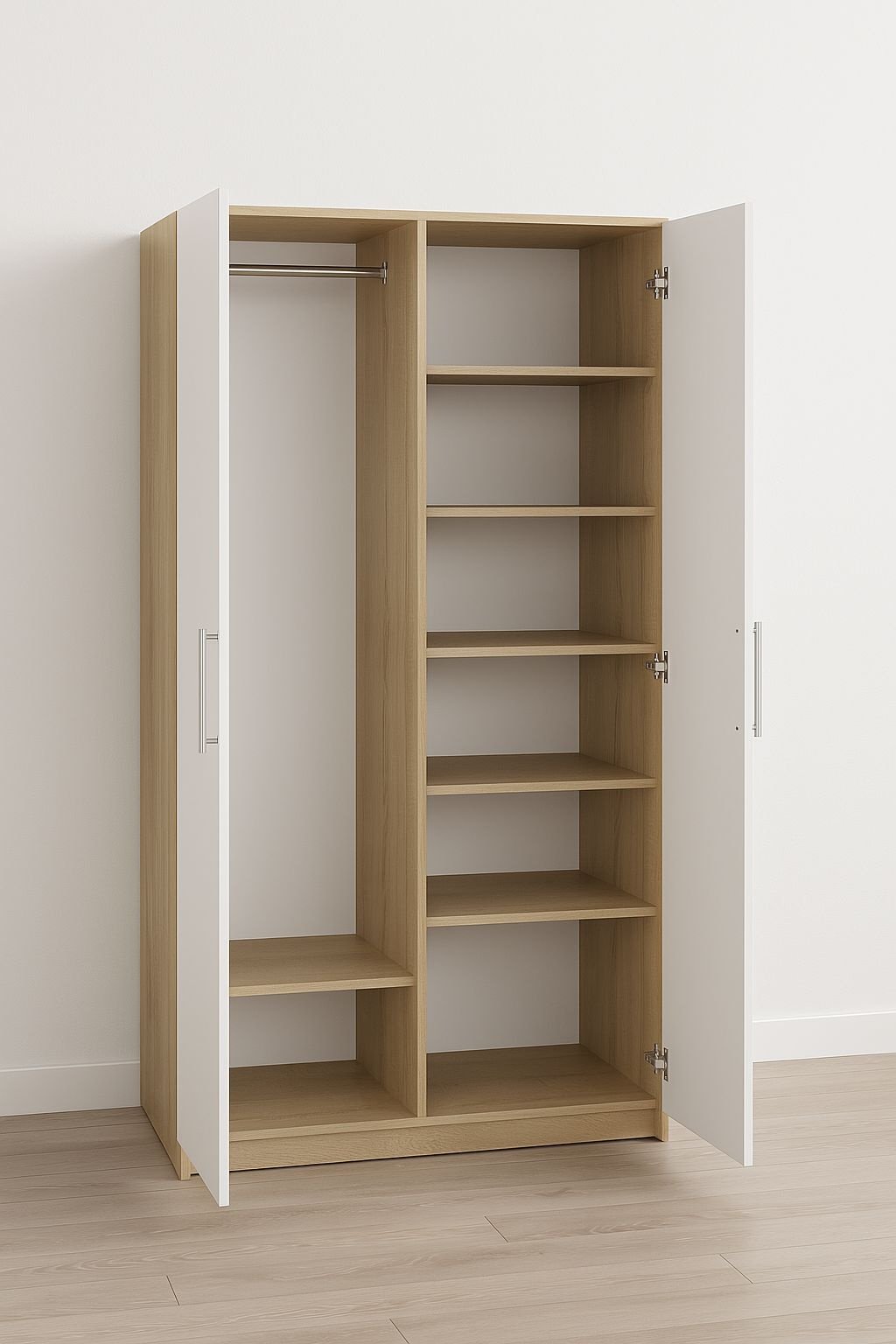 Распашной шкаф Den store Basic Duo-190, 80x190х45 см, коричневый, белый купить,NaN