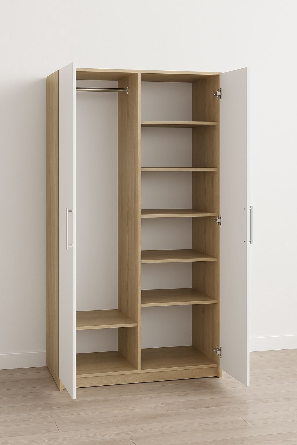 Распашной шкаф Den store Basic Duo-190, 80x190х45 см, коричневый, белый купить,NaN