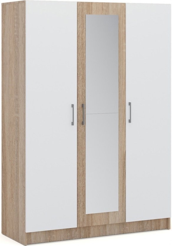 Распашной шкаф Den store Alina 3Д1З, 120.2x190.5х46.6 см, белый, коричневый купить,NaN