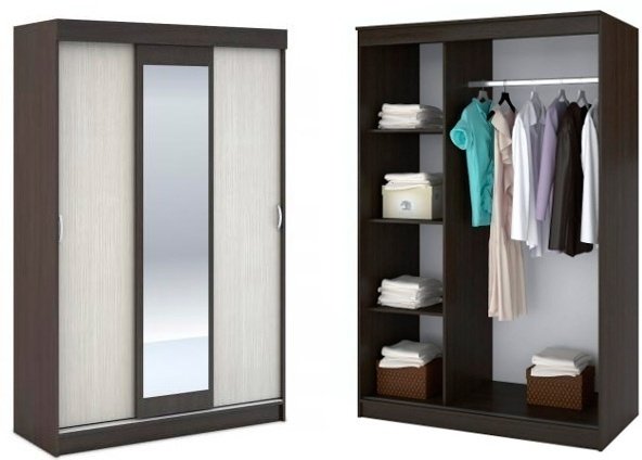 Шкаф-купе Den store Бася, 120x202х51 см, черный, бежевый купить,NaN