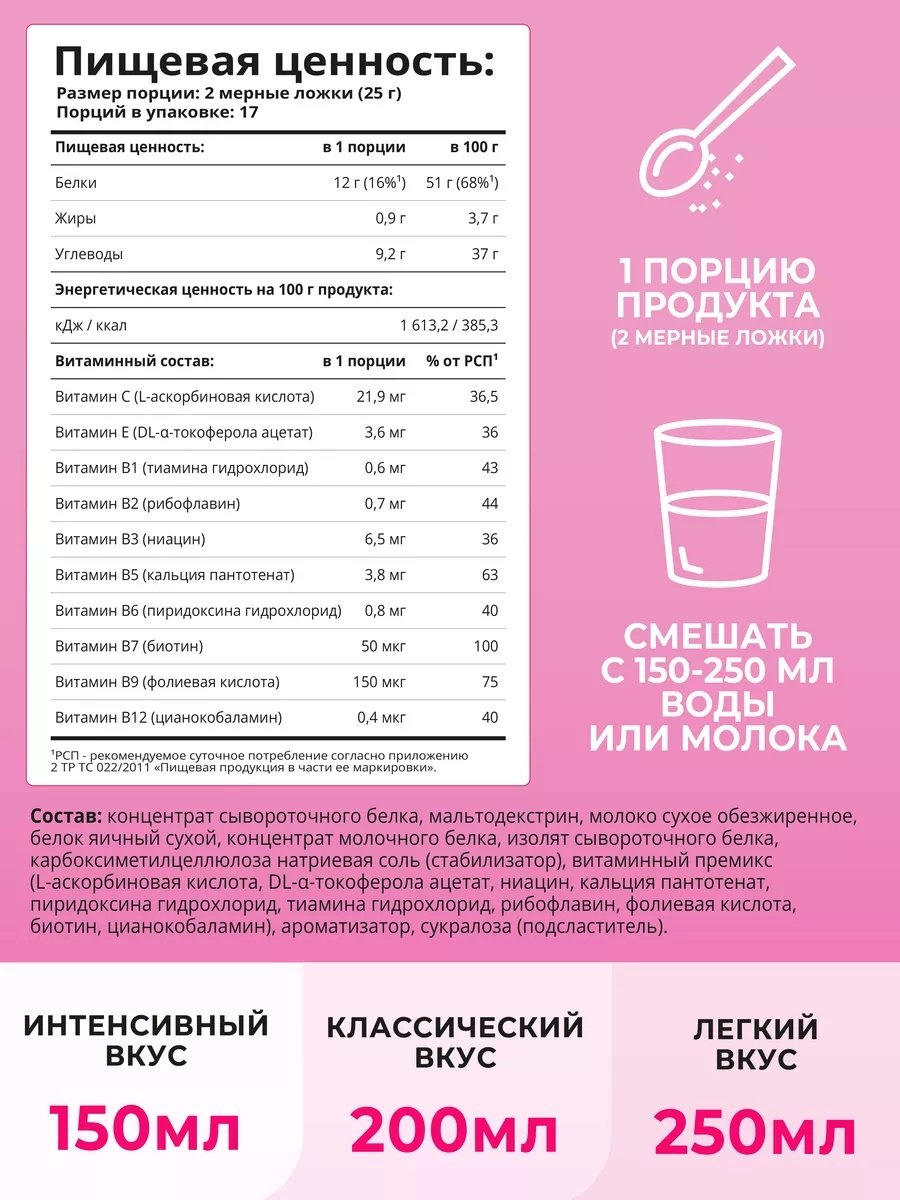 1WIN Женский сывороточный протеин 17 порций клубника 425 г купить,NaN