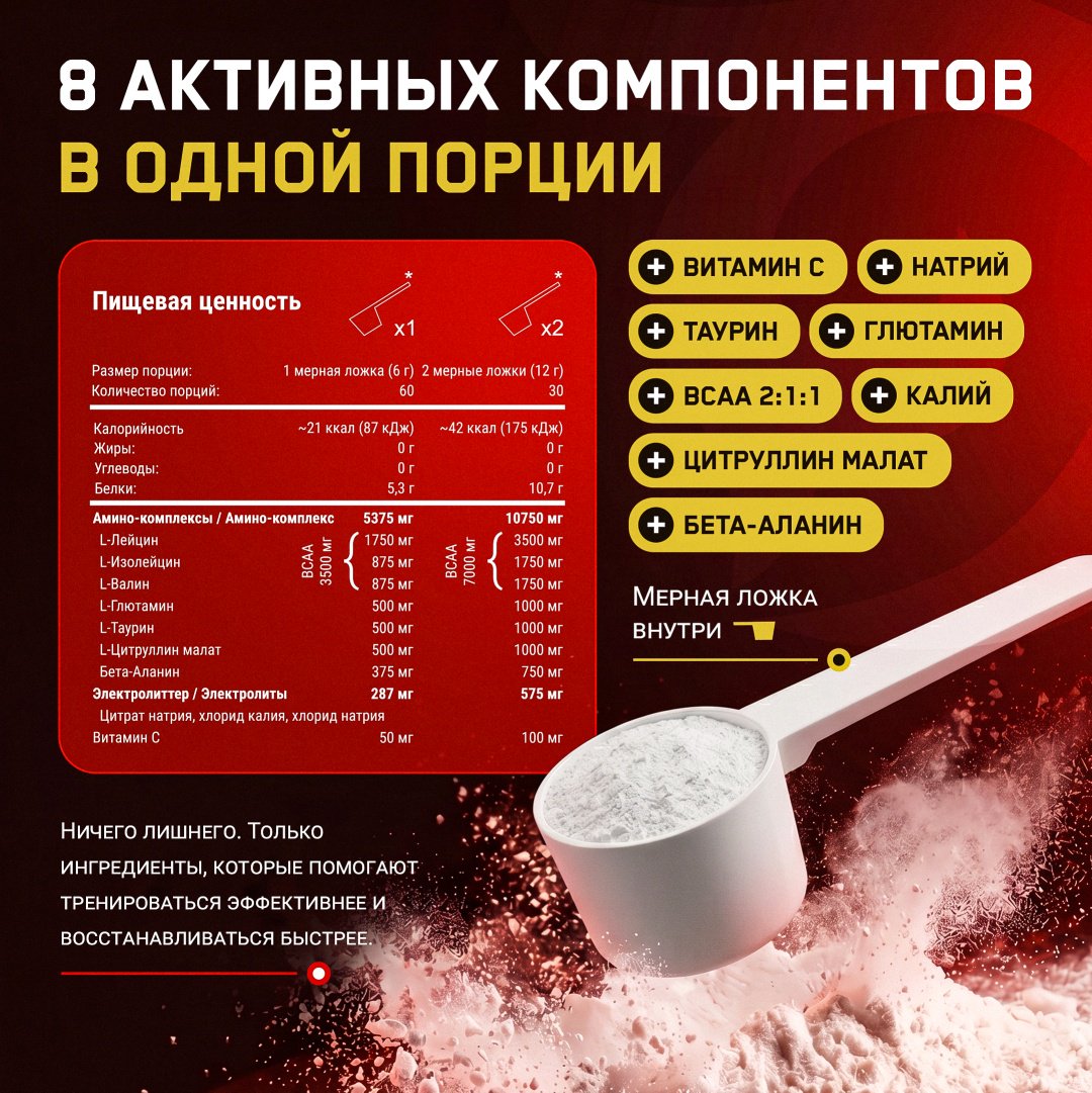 Аминокислотный комплекс Qazprotein Amino BCAA+ апельсин 360 г