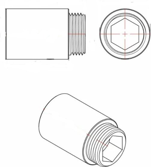 Удлинитель 1/2, латунь никелированная, 1 шт купить,NaN