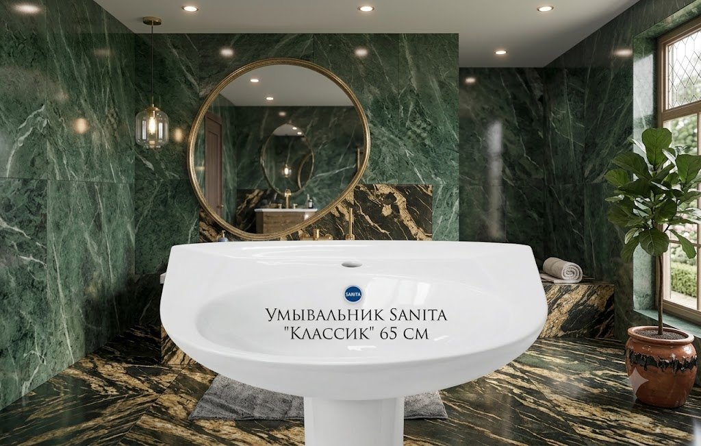Раковина Sanita Классик подвесная полукруглая 64.5х48.5 см, фарфор купить,24700