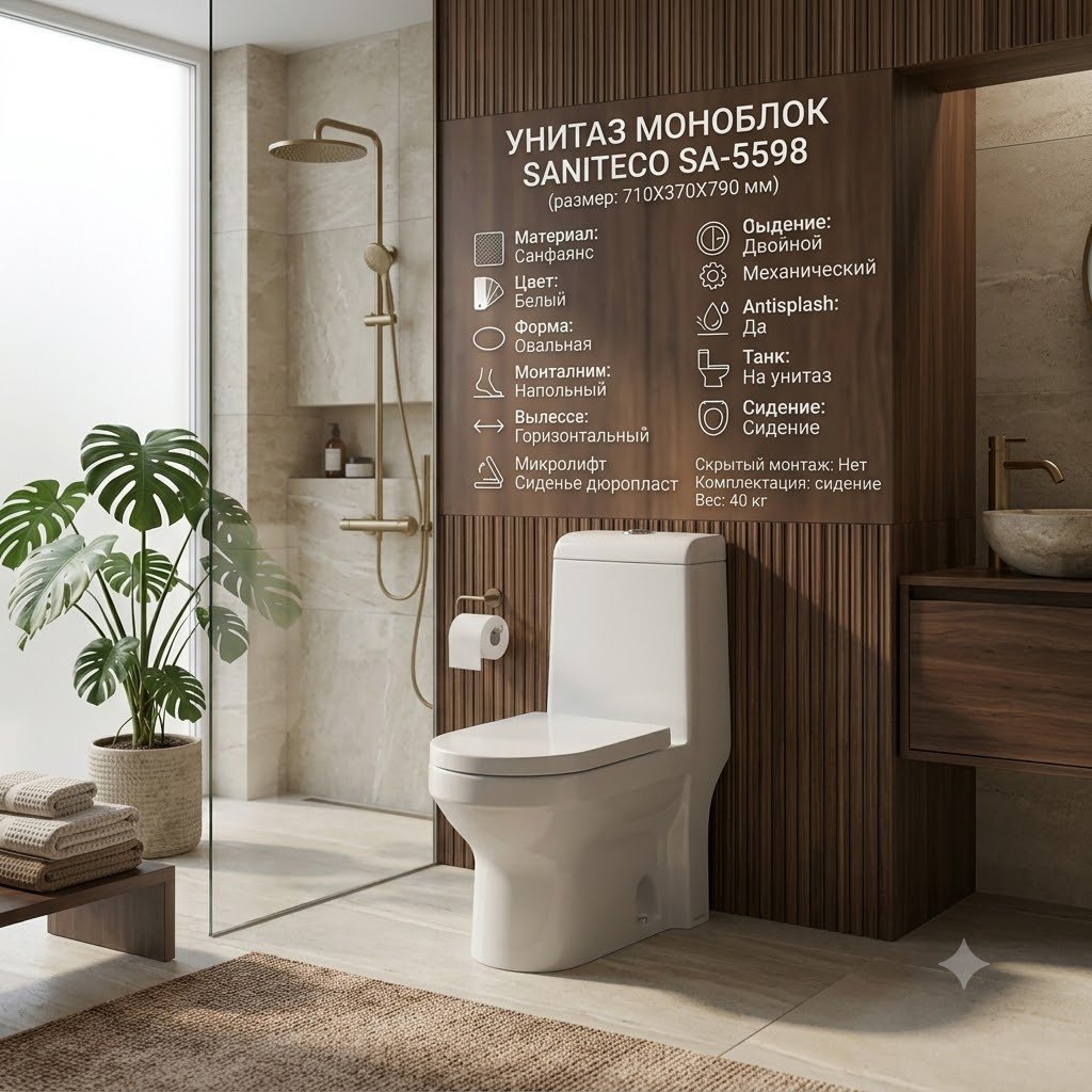 Унитаз Saniteco SA-5598, санфаянс купить,59999