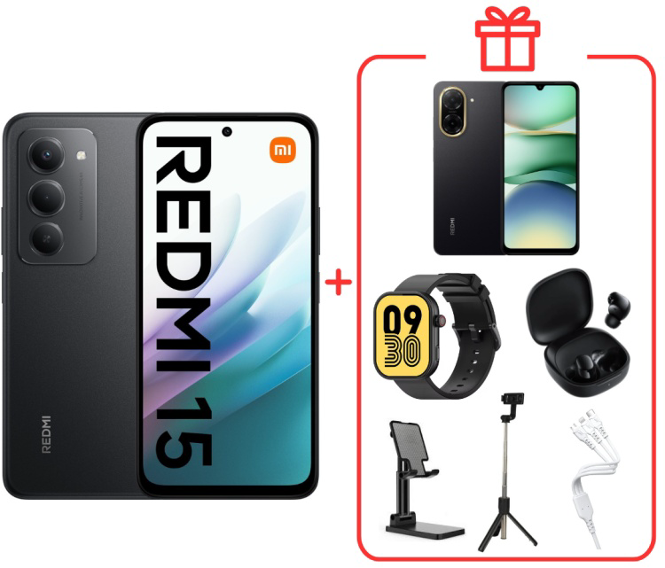 Смартфон Xiaomi Redmi 15 4G 8/256GB Midnight Black +подарок
