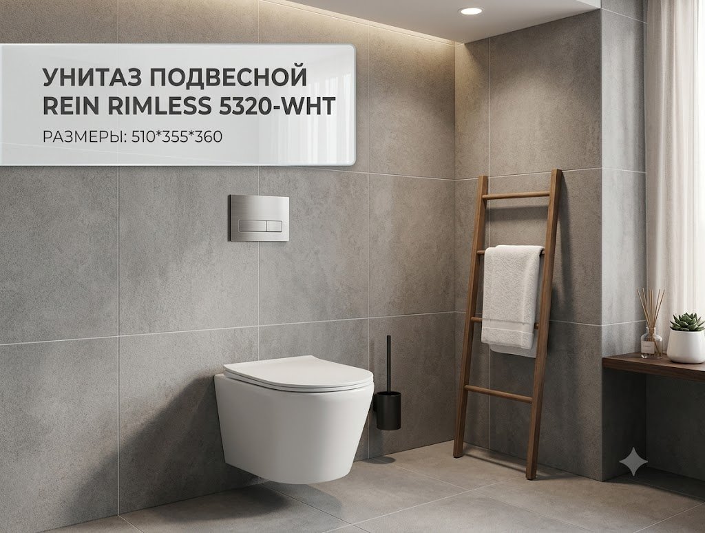 Унитаз REIN LUX RIMLESS 5320-WHT , санфарфор