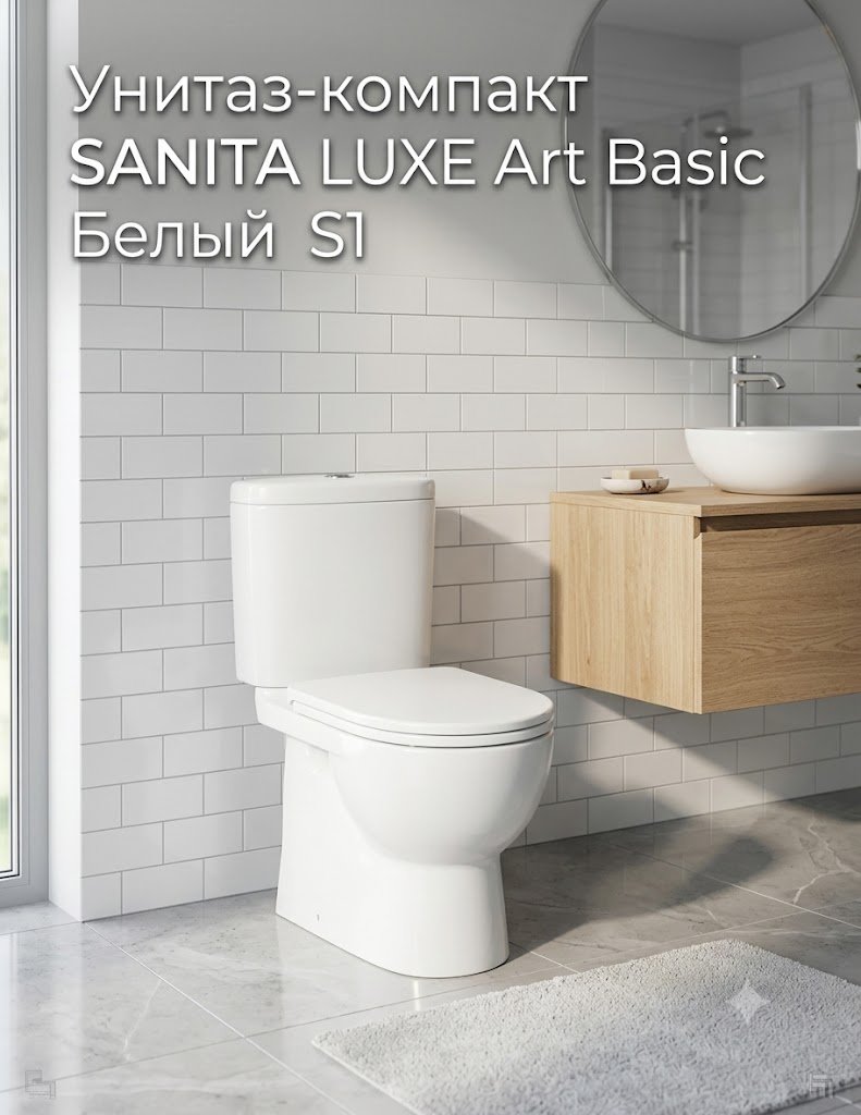 Унитаз Sanita Luxe WC.CC/Art/2-P/WHT.G/S1, санфарфор купить,56490