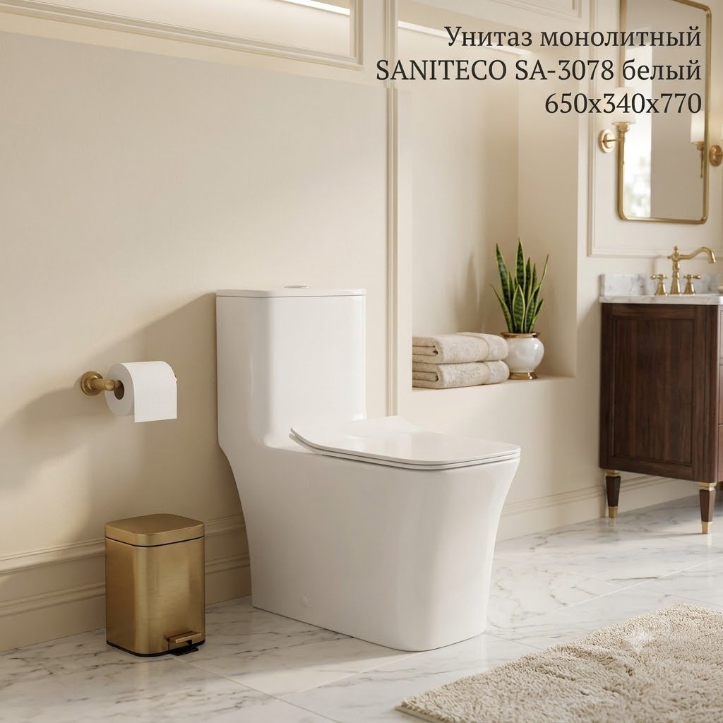 Унитаз-моноблок Saniteco SA-3078, санфаянс