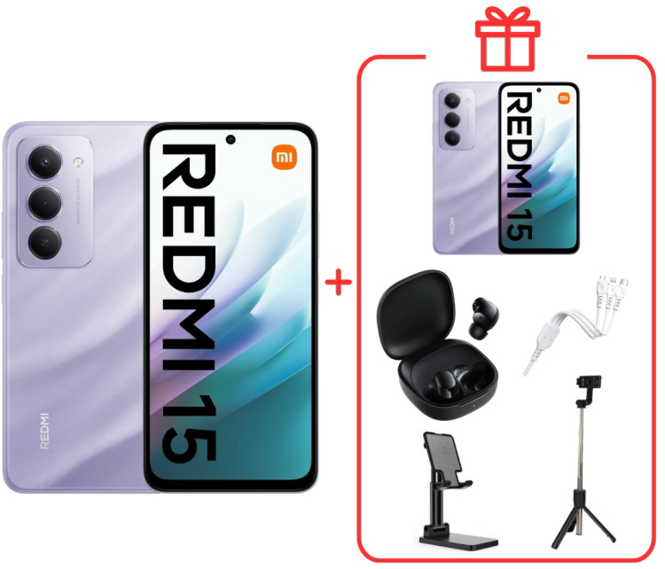 Смартфон Xiaomi Redmi 15 4G 8/256GB Sandy Purple +подарок купить,NaN