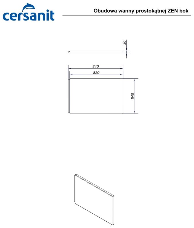 Экран для ванны Cersanit PB-ZEN*85 85x58 см без ножек купить,30500