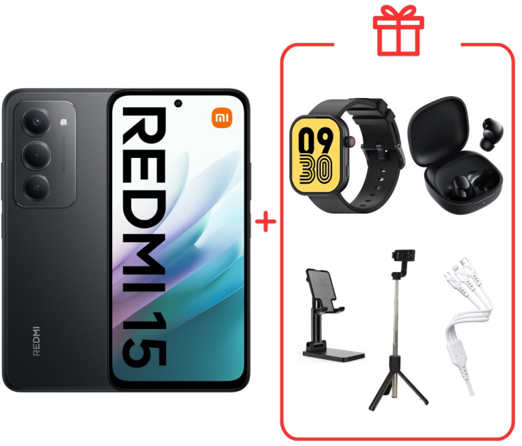 Смартфон Xiaomi Redmi 15 4G 8/256GB Midnight Black +подарок