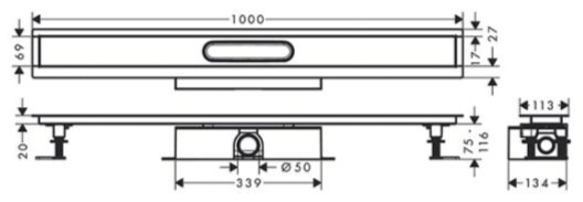 Hansgrohe трап 56026180 (13.4х100 см) купить,NaN