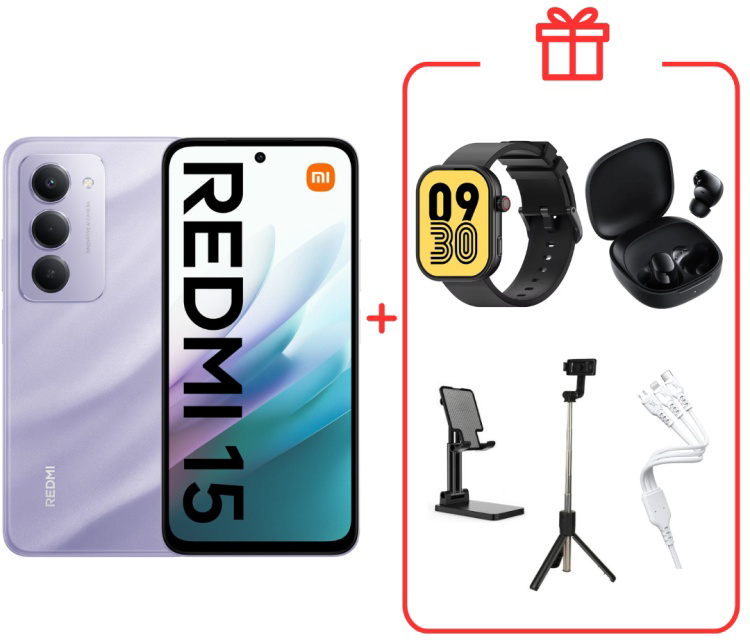 Смартфон Xiaomi Redmi 15 4G 8/256GB Sandy Purple +подарок купить,NaN
