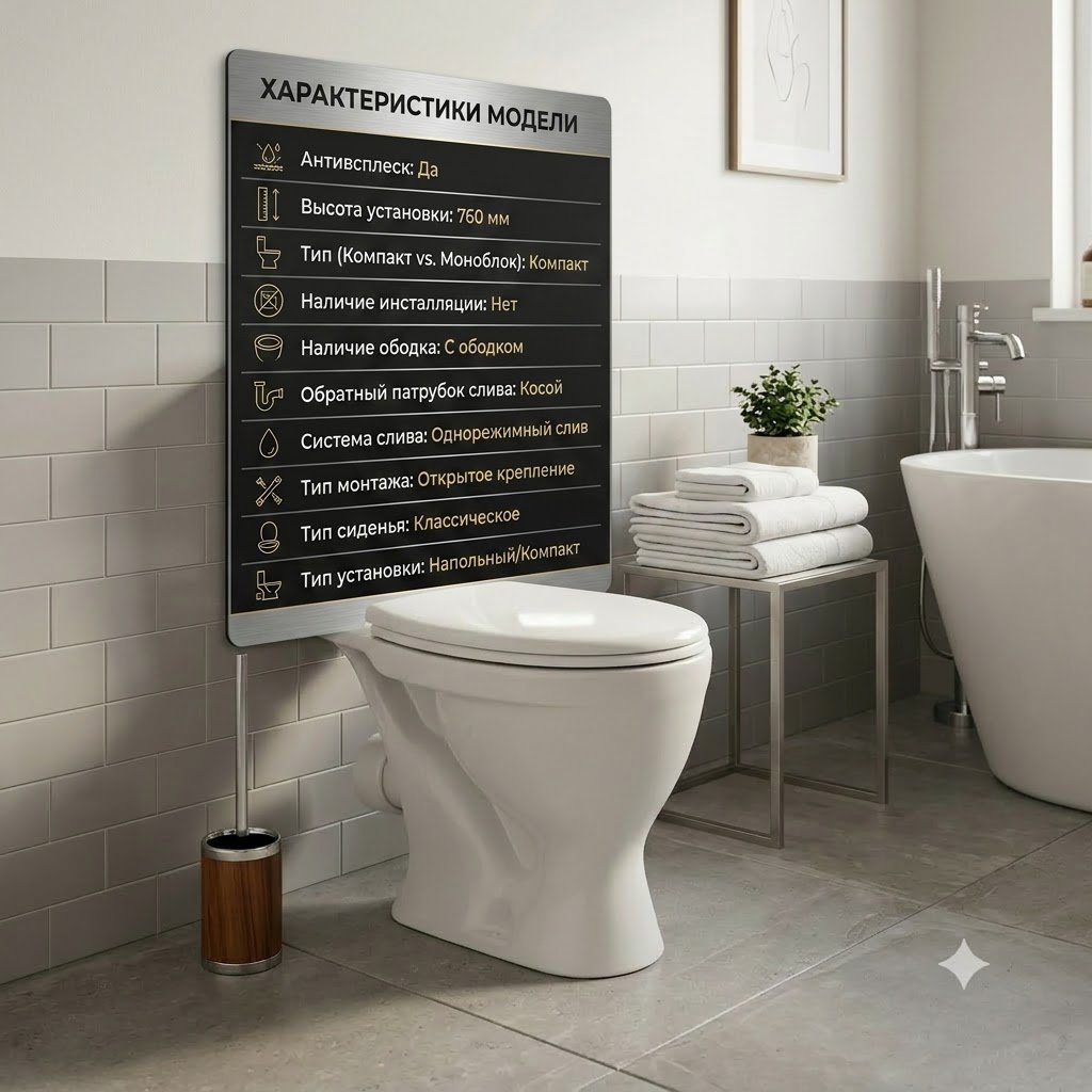 Чаша унитаза Sanita WC/Etalon/1-P/WHT.G/S2, санфаянс
