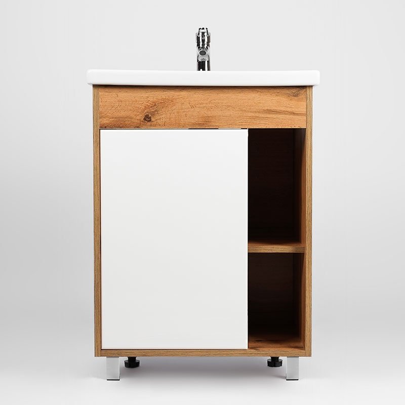 Тумба с раковиной Viant Бостон ЦБ-00005460, 65x82x42 см, белый, коричневый купить,NaN