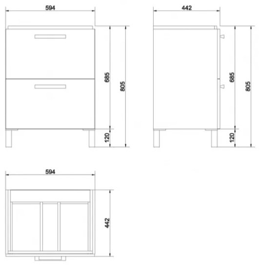 Тумба без раковины KABINKA.KZ MELAR 60, 59.4x80.5x44.2 см, белый купить,NaN