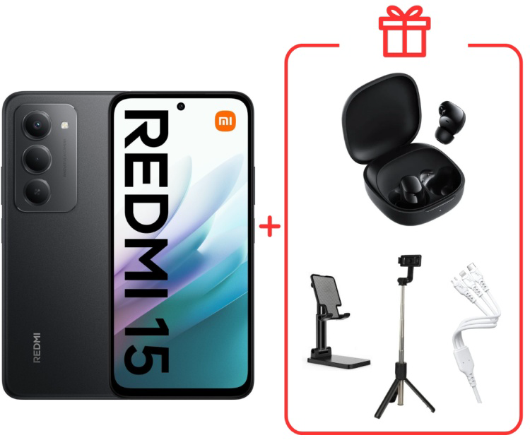 Смартфон Xiaomi Redmi 15 4G 8/256GB Midnight Black +подарок