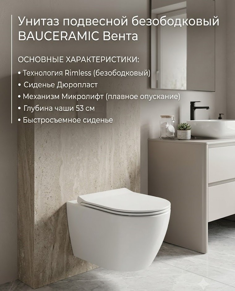 Унитаз BAU Вента, санфаянс купить,NaN